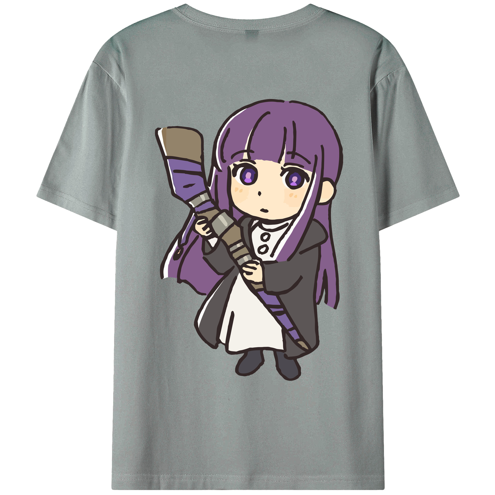 （画像用） 葬送のフリーレン Frieren 綿100％ メンズ半袖Tシャツ（バックプリント） 通気性